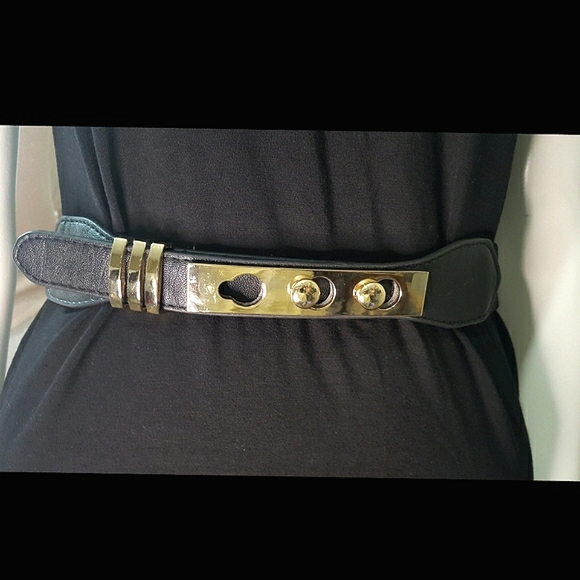 Elastic Stretchy High Waist🖤Gold Buckle - Picture 4 of 7